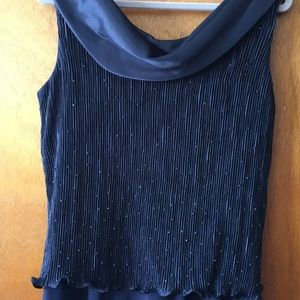 Blue sleeveless full-length gown